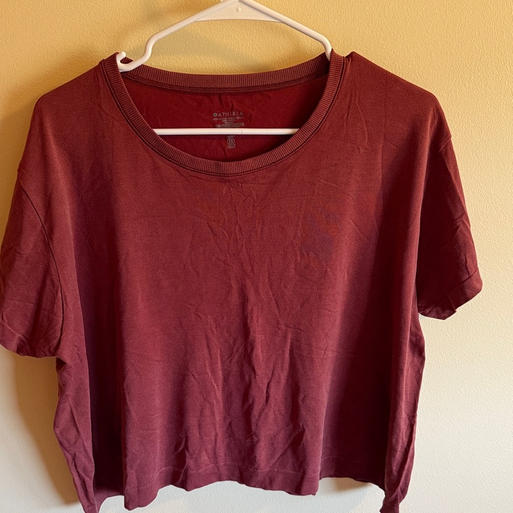 Athleta Burgundy Short Sleeve Tee